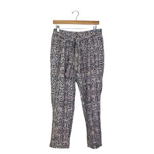Like an Angel Snake Print Paper Bag Cropped Pants Medium Elastic Waist Stretch